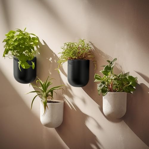 LA Jolie Muse Wall Planters for Indoor Plants, Hanging Flower Pots, 2 Pack - color: Gunmetal Grey