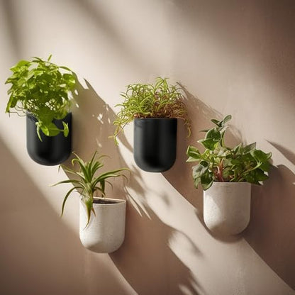 LA Jolie Muse Wall Planters for Indoor Plants, Hanging Flower Pots, 2 Pack - color: Gunmetal Grey