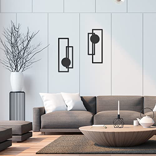 Peryiter 2 Pcs Minimalist Metal Abstract Wall Art Black Living Room Decor