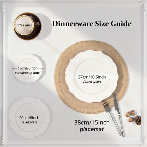 FunWheat Burlap Round Braided Placemats Set of 12 for Dining Tables 15 Inch Heat Resistant Jute Table Mats Farmhouse Woven Fabric Natural Place mats for Fall Decoration (Twine Circle) - color: Twine Circle, size: 12pcs