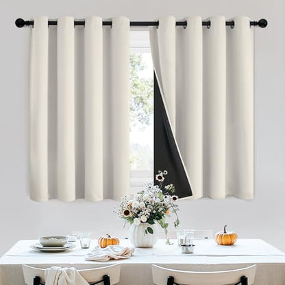 SimpleHome Cream 100% Blackout Curtains Room Darkening Living Room 36 Inch - color: Cream, size: 52"W x 36"L (Pack of 2)