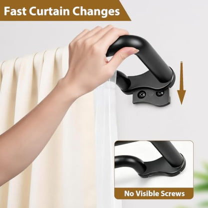 KAMANINA Double Curtain Rod 32 to 86 Inch, Black Wrap Around Drapery Rods - color: Black, size: 32-86"
