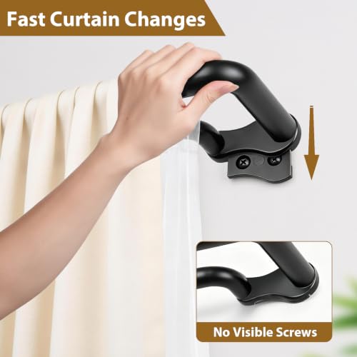 KAMANINA 2 Pack Double Curtain Rod 32 to 58 In, Black Blackout Drapery Rods - color: Black, size: 32-58" (2 Pack)