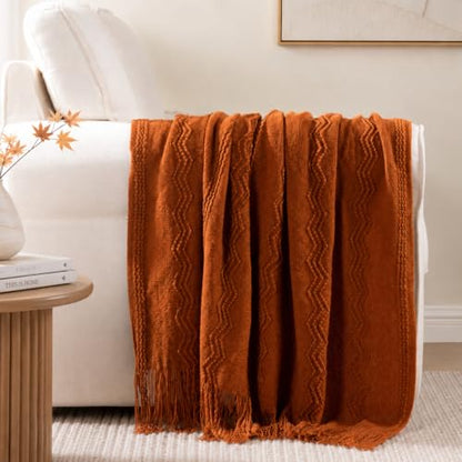 BATTILO HOME Rust Throw Blanket for Couch, 50"x60" - color: Caramel, size: 50 x 60 in.