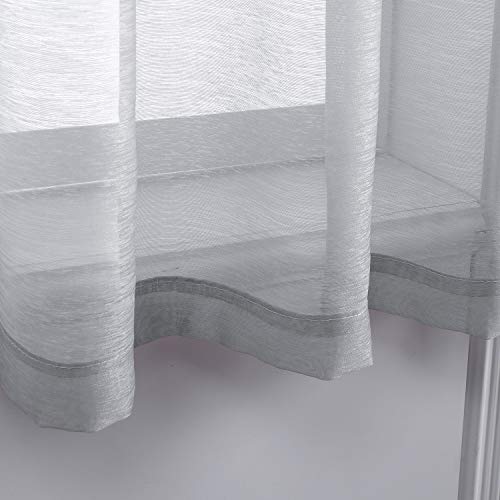 DONREN 63 Inch Textured Sheer Curtains Luxury Soft Grommet Top Shear Curtains for Bedroom,Gray,Set of 2 - color: Grey, size: 52"W x 63"L (Pack of 2)