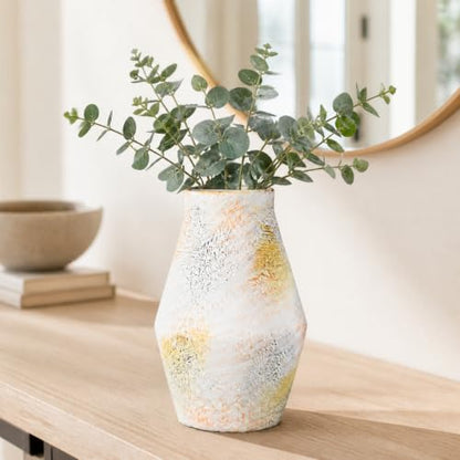 Rustic Farmhouse Ceramic Vase, 10 Inch - color: Rustic White, size: 10 inch