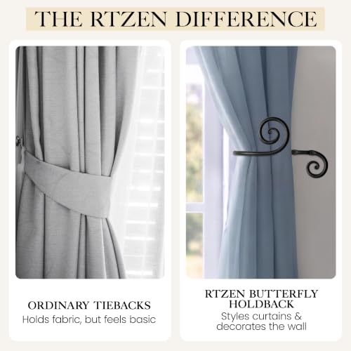 RTZEN Metal Curtain Tiebacks, Drapery Holders for Wall, 2 Pcs - size: Large, style: Swirly