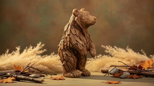 Hymmah Brown Bear Statue Home Decor Statue Rustic Home Decorations for Living Room, Boho Sculpture Resin Animal Collectible Figurines for Indoor Decor (S-Brown) - style: S-brown
