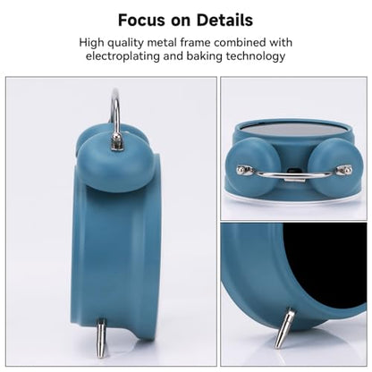 Digital Small Alarm Clock, 4.5 Inch Double Bell Electronic LED Alarm Clock - color: Blue