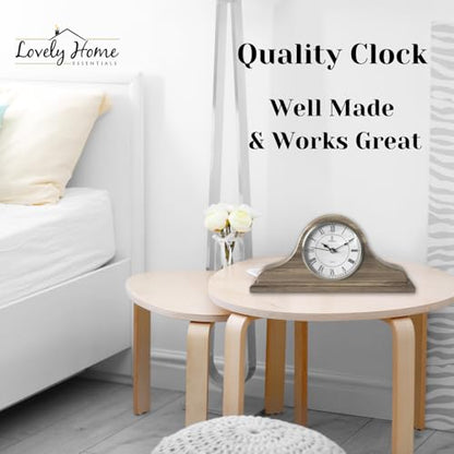 Mantel Clock for Living Room, Grey Ash Wooden Farmhouse Silent Mantle Clock - color: Grey Ash