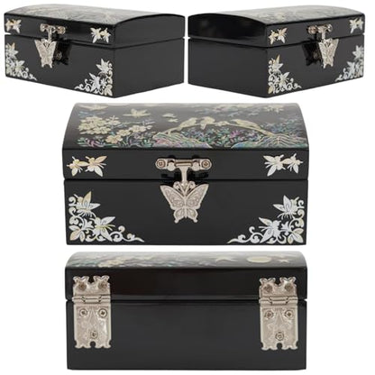 February Mountain Mother of Pearl Small Jewelry Ring Box - Gifts for best friends women, Thank you gifts, mom birthday gifts, Friendship Women Gifts Trinkets Keepsake Treasure box (Black-Birds) - color: Black-Birds