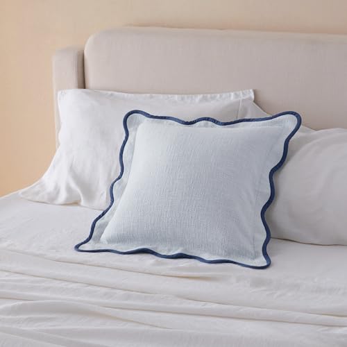Double Stitch 100% Cotton Scalloped Throw Pillow Covers, Arctic Blue - color: Arctic Blue, size: 20" x 20" (Pack of 1)