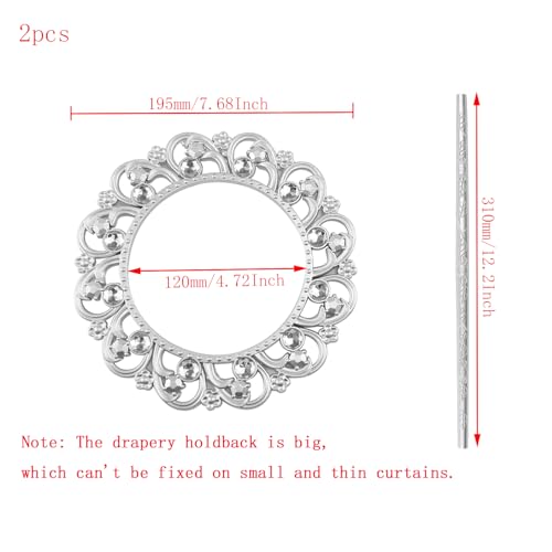 2pcs Silver Curtain Tiebacks, Round Drapery Holdbacks, 12 Crystals - style: 12 Crystals Silver