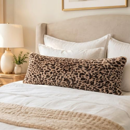 Cheetah Body Pillow Cover 14x36, Faux Fur Fluffy Leopard Long Pillowcase Soft Shaggy Plush Fuzzy Cheetah Print Body Pillow Cover with Zipper for Bed Sofa Couch, Cozy Side Sleeper Pillow Cover - size: 36" x 14" (Pack of 1)