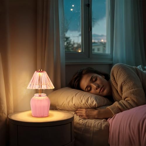 Small Battery Operated Lamp with Timer, Cream Pink - color: Cream Pink