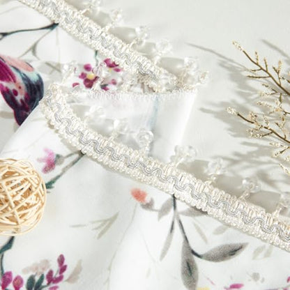 VOGOL Purple Bird Print Scalloped Valance, Linen Texture, 52 x 16, 1 Panel - color: Birds Purple, size: 52"W x 16"L (Pack of 1)