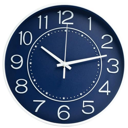 HZDHCLH 12 Inch Modern Wall Clock Battery Operated Silent Non Ticking - color: Navy Blue, size: 12 Inch