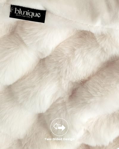 Ultra Soft Cozy Faux Fur Throw Blanket, Fuzzy Plush Thick Bubble Blanket, Luxury Fluffy Blanket for Couch, Sofa, Bedroom, and Living Room, 50x60 Inches, Cream White - color: Cream White, size: Throw(50" X 60")