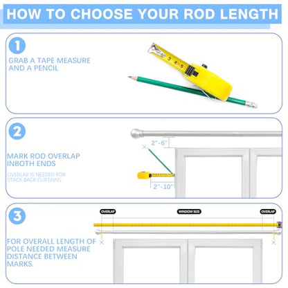 Curtain Rods for Windows 16-48", 1 In Silver Curtain Rod, 1 Pack - color: Satin Silver, size: 48" - 1'' rod - 1 Pack
