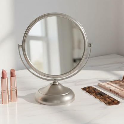 Jerdon 5.5" Tabletop Makeup Mirror - 5X Magnification - Nickel - MC247N - color: Nickel