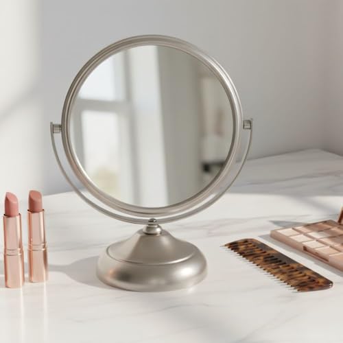 Jerdon 5.5" Tabletop Makeup Mirror - 5X Magnification - Nickel - MC247N - color: Nickel