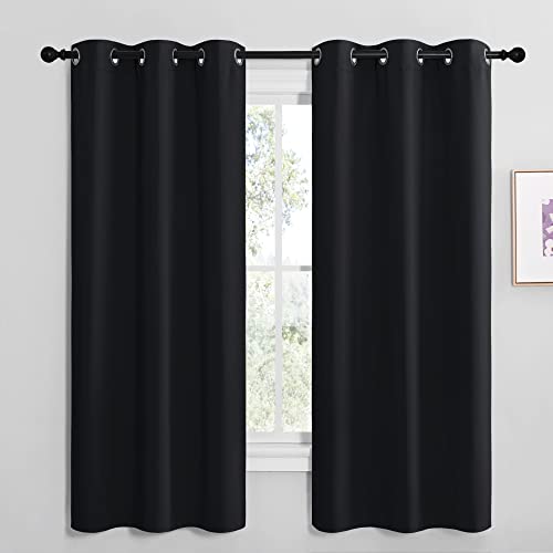 NICETOWN Black Blackout Curtains for Bathroom 42" Wide x 68" Long 2 Panels - color: Black, size: 42"W x 68"L (Pack of 2)