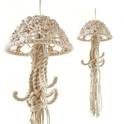 Macramé Wall Hanging, Rope-Woven Jellyfish Decor, Dream Catchers, Creative Wall Decor Accents (White)