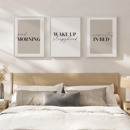 Framed Neutral 3 Piece Minimalist Canvas Wall Art Master Bedroom, 12x16 In | Bedroom quote, 3 piece, Canvas print, Modern minimalist pictures, Black and white artwork, Master guest above bed wall decor - color: Neutral