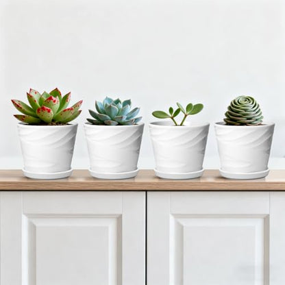 5 Inch Ceramic Plant Pots, 5.5 in Diameter, 4 Pack - color: Pure White, size: 5.5 Inch-4 Pack