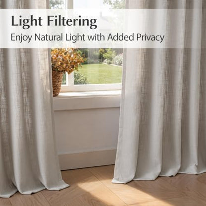 Semi Sheer Pinch Pleated Linen Curtains for Living Room 90 Inches, Greige - color: Greige, size: 40"W x 90"L (Pack of 2)