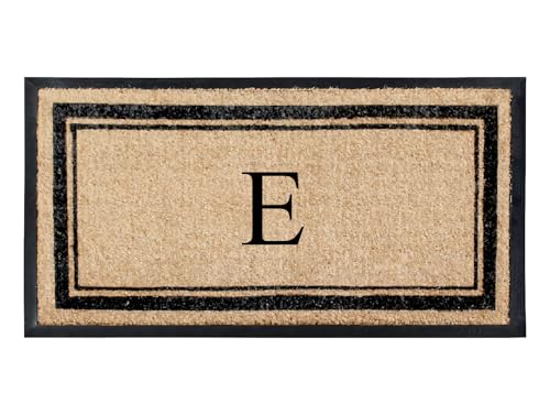 A1 HOME COLLECTIONS A1HC Natural Rubber & Coir Doormat 24x48 Monogrammed, Anti-Shed Treated Durable Mats for Entrance Outdoor, Heavy Duty Front Door Porch Entry Mat. - color: E, size: 2' x 4' (Rectangular)