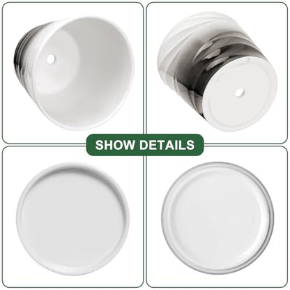 Ceramic Plant Pots, 6 Inch, Set of 2 - color: Dark Gray + White, size: 6.7 Inch-2 Pack