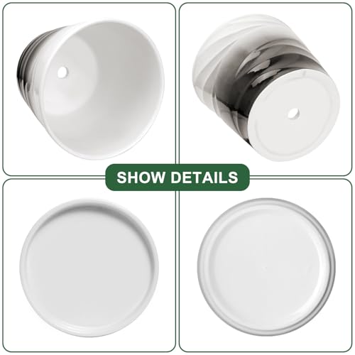 Ceramic Plant Pots, 6 Inch, Set of 2 - color: Dark Gray + White, size: 6.7 Inch-2 Pack