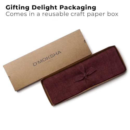 Signature Linen™ by D'Moksha, Dark Red Chambray Placemats Set of 4, 14 x 19 Inch, 100% Pure Linen Table Mats, Hemstitch, Machine Washable Cloth Placemats- Fall, Weddings, Outdoor Hosting - color: Dark Red Chambray, size: Set of 4 (14 X 19 Inch)