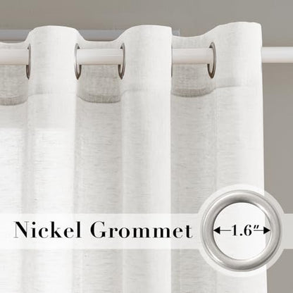 H.VERSAILTEX White Linen Sheer Curtains 96" 2 Panels Grommet - color: White, size: 52"W x 96"L (Pack of 2)