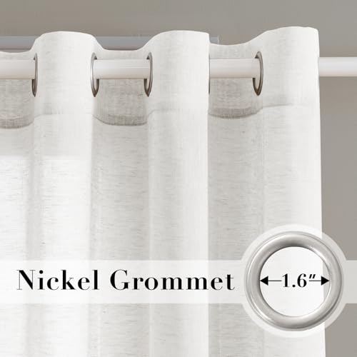H.VERSAILTEX White Linen Sheer Curtains 54" 2 Panels Grommet - color: White, size: 52"W x 54"L (Pack of 2)