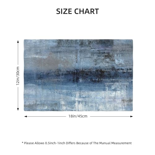 Modern Art Placemats Set of 4 Linen Washable 12x18 inch - color: White Blue