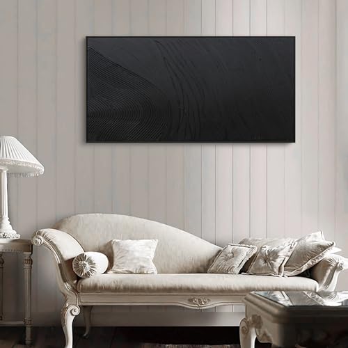 Framed Hand drawn Black Abstract Canvas Wall Art For Living Room 20X40 - color: Black, size: 40"L x 20"W