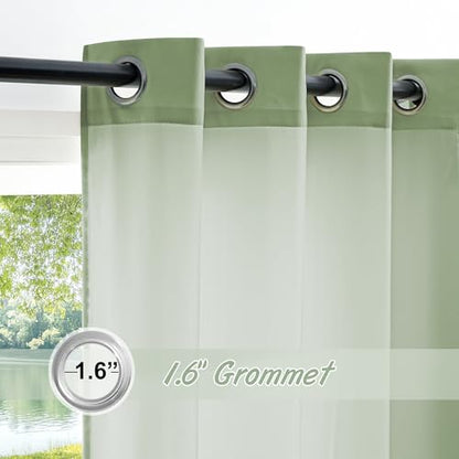 RYB HOME Non See Through Sage Green Sheer Curtains 63 inches Long - color: Sage Green, size: 52"W x 63"L (Pack of 2)