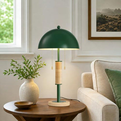 Green Bedside Table Lamp Set 2 Mid Century Modern Tavertine Nightstand Lamp - color: Green