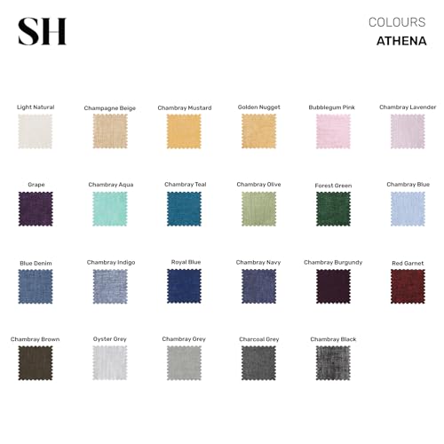 Solino Home 100% 순수 리넨 플레이스 매트 블루, 아테나 35.6 x 35.6cm(14 x 14인치), 4개 세트 - color: 05: 블루 샴브레이, size: 14" X 14" (Set of 4)