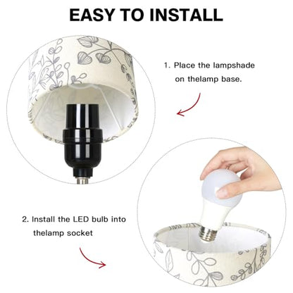 CINSARY Bedside Touch Lamps for Nightstand with 2 USB Charging Ports, 3 Way Dimmable Wood Bedroom Lamp with Flower Fabric Shade, Small Table Lamp for Living Room Reading Desk (LED Bulb Included) - color: Flower3-15" H
