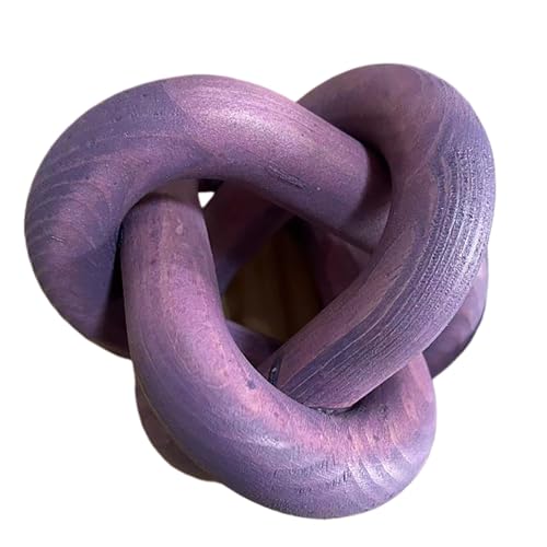 Wood Knot Chain Link Decor - 3 Link Boho Wooden Hand Carved Decorative Wooden Links Knots for Coffee Table Entryway Modern Farmhouse Shelf Decoration (Purple) - color: Purple