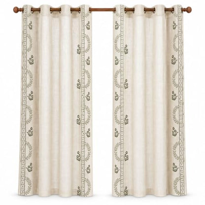 Green Embroidered Grommet Curtains, 55 in Wide, 2 Panels - color: Grass Greenn, size: 55"W x 63"L (Pack of 2)
