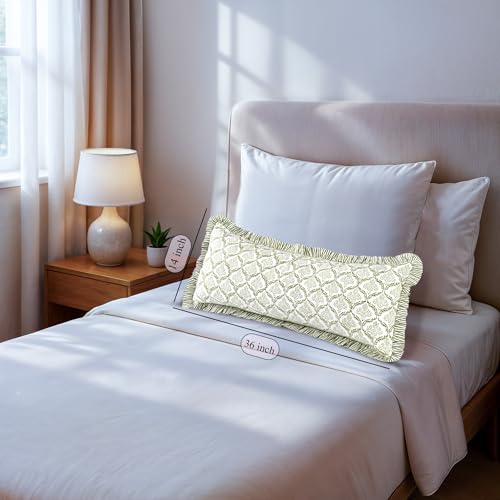CPC Fern Regal Block Print Ruffle Sham Pillow Cover 14x36 Inch, Pack of 1 - color: Fern Regal, size: 36" x 14" (Pack of 1)