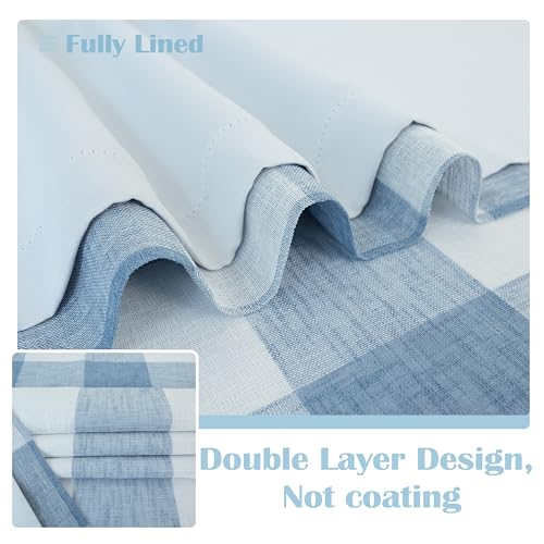 DriftAway Buffalo Plaid Blackout Curtains 2 Panels W52 x L96, Dusty Blue - color: Woven-dusty Blue, size: 52"W x 96"L (Pack of 2)
