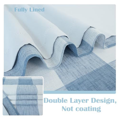 DriftAway Buffalo Plaid Blackout Curtains 2 Panels W52 x L96, Dusty Blue - color: Woven-dusty Blue, size: 52"W x 96"L (Pack of 2)