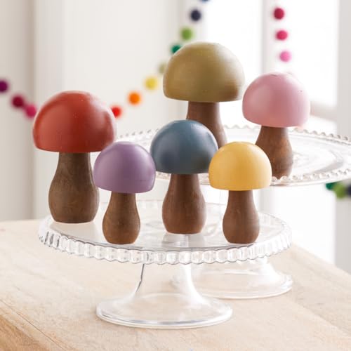 Your Heart's Content Wooden Mushroom Decor Set of 6 (Rainbow 6) - color: Rainbow 6