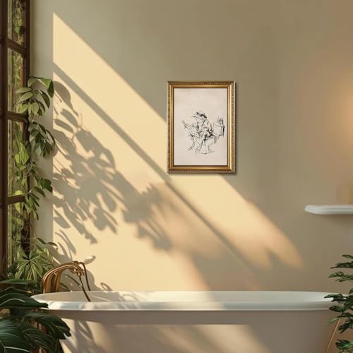ZTZMYSU Vintage Funny Bathroom Frog Wall Art 12x16in - color: frog, size: 16"L x 12"W