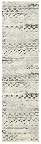 SAFAVIEH Retro Collection Runner Rug - 2'3" x 9', Cream & Grey, Modern Abstract Design, Non-Shedding & Easy Care, Ideal for High Traffic Areas in Living Room, Bedroom (RET2136-1180) - size: 2'3" x 9' (Runner)